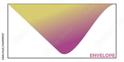 Gradient abstract envelope vector template with modern yellow pink flap design, creative stationery background for business communication, branding, office supplies, corporate mailing, and packaging