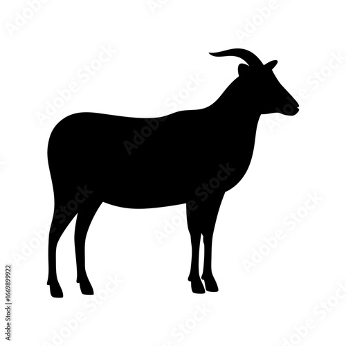 Silhouette of a standing goat on a white background illustration design