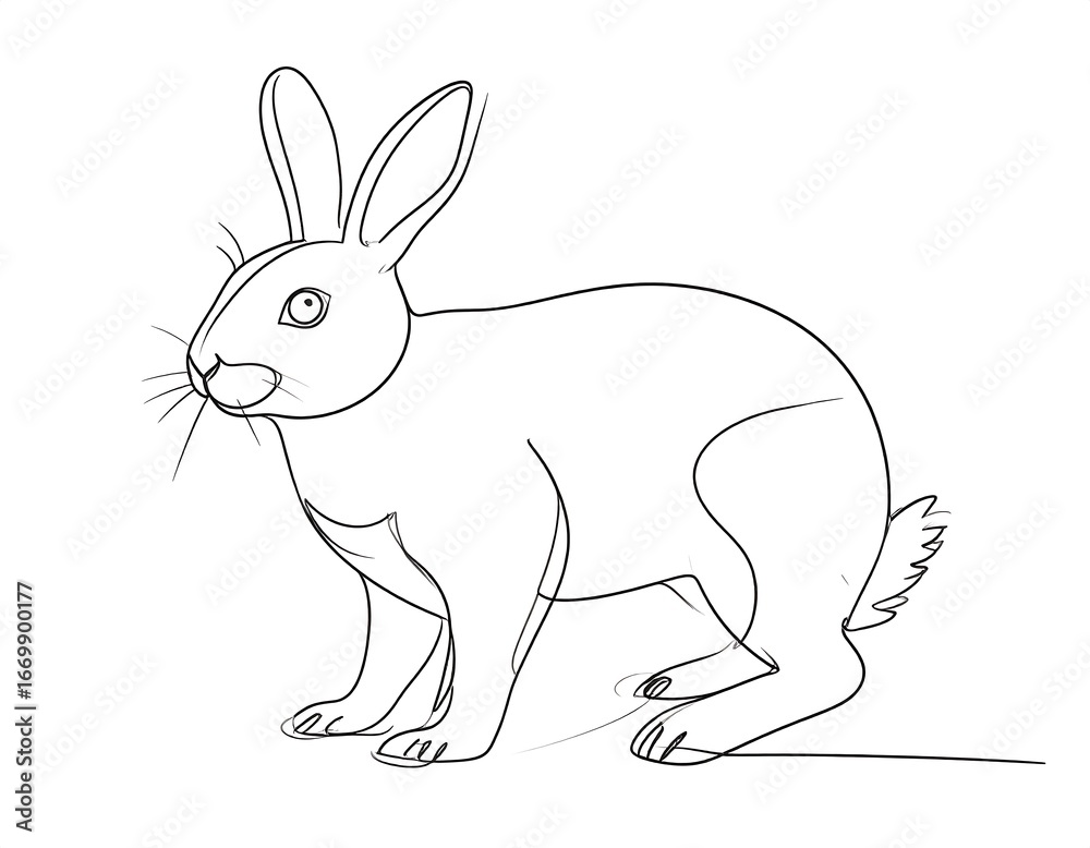 Fototapeta premium Simple line drawing of a rabbit