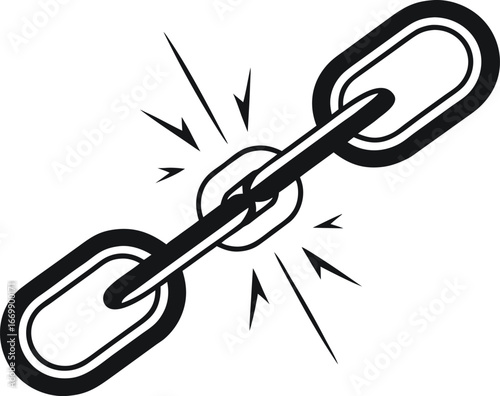 Vector art of chain link breaking with radiating lines