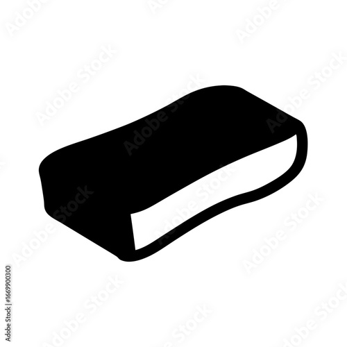 Black silhouette illustration of a bath sponge on a white background