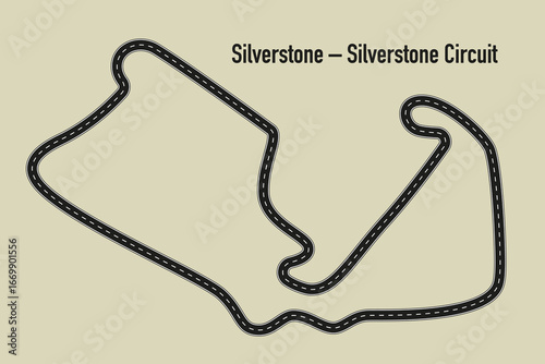 Photos Silverstone Circuit layout in the UK, featuring iconic curves and straights