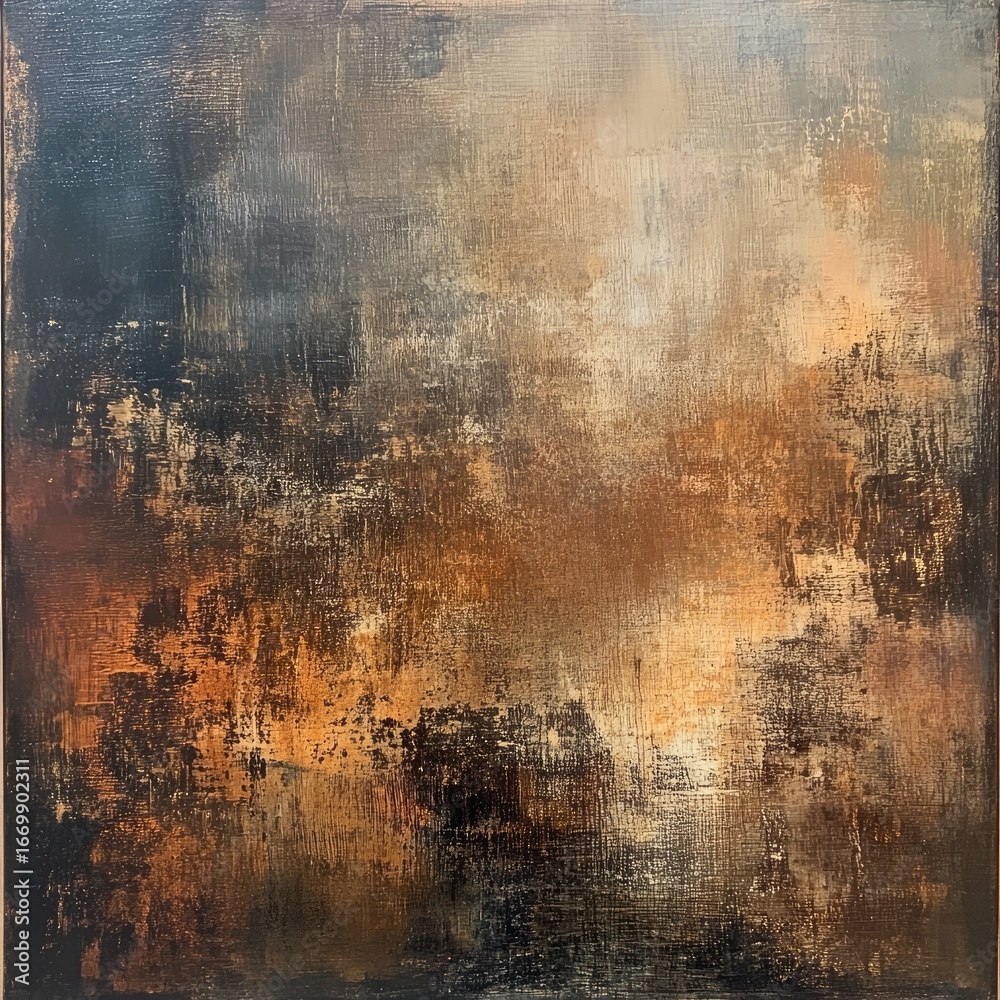 Fototapeta premium Abstract painting, earthy tones, layered textures