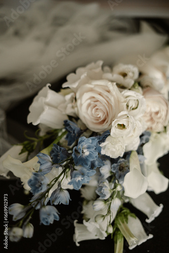 Rustic boho wedding with couple, decorations, flowers and celebration in vintage barn