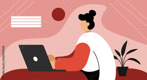 Person working remotely on a laptop at home, representing online education, digital business, and modern lifestyle productivity.
