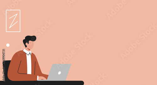 Man working on a laptop, taking a short break or feeling tired during online tasks. Ideal for remote work, business, and study concepts.