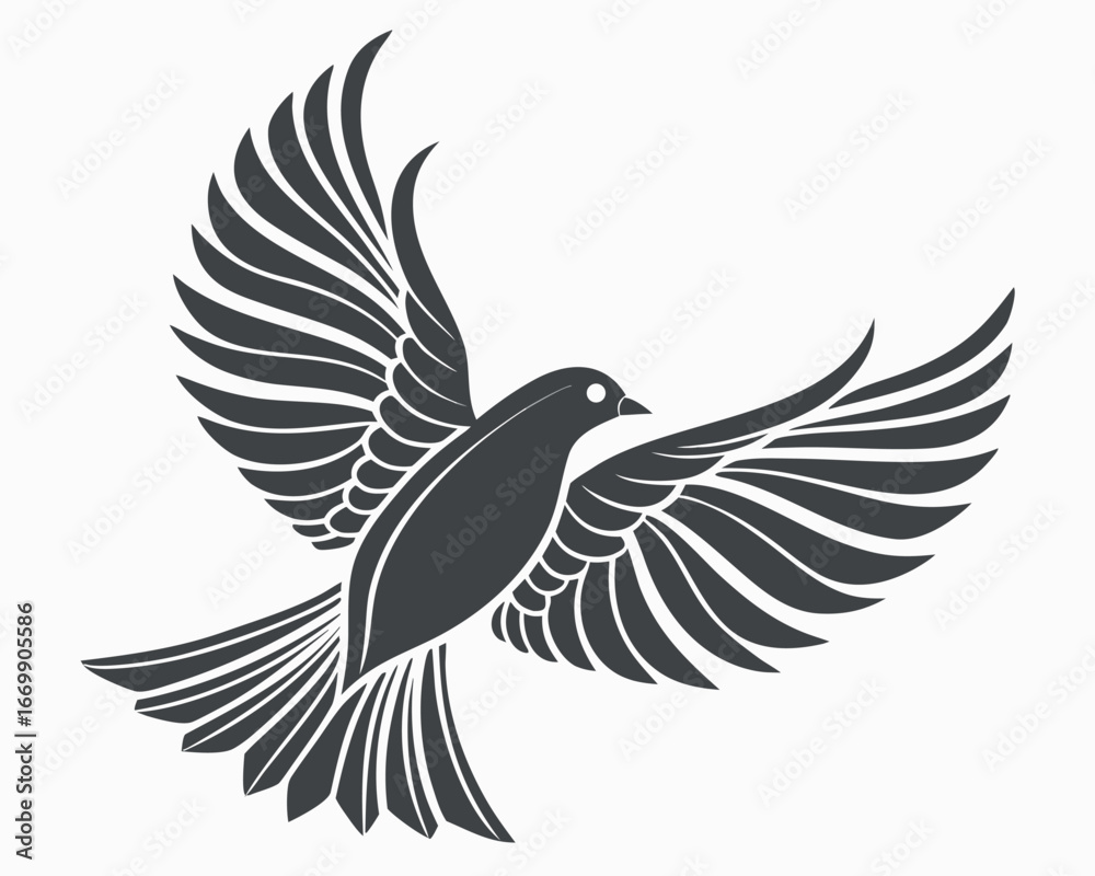 Obraz premium Vector art of stylized dove flying with wings spread