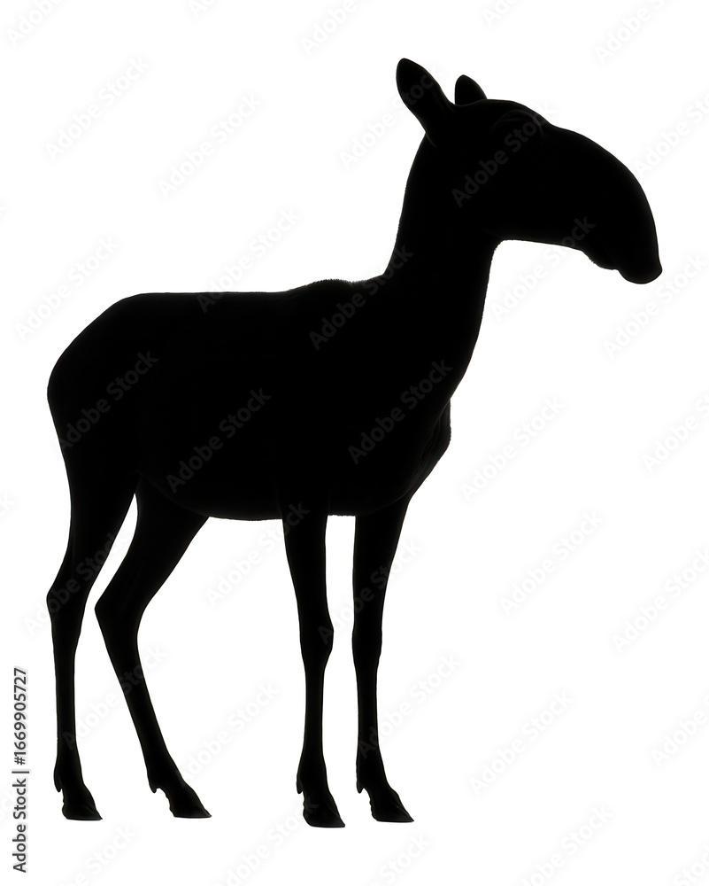 Silhouette of a standing saiga with distinctive nose Silhouette of a standing saiga with distinctive nose