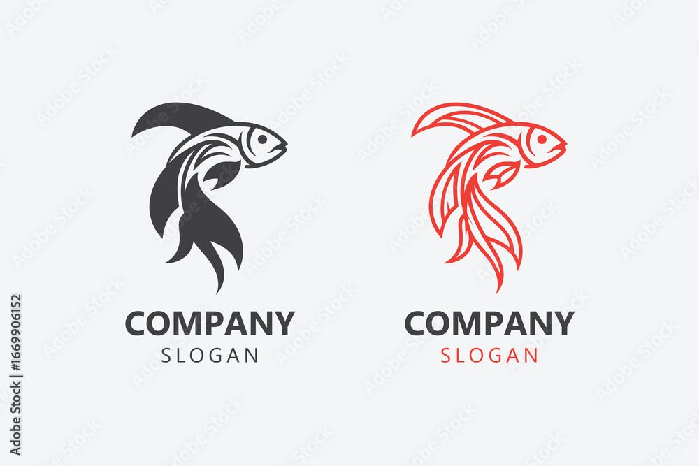 Fototapeta premium Fish logo design for seafood restaurant, fishing brand, and aquatic business identity