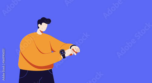 Person checking a smartwatch for time management, notifications, and connectivity, representing a modern digital lifestyle or business efficiency.