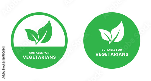 Suitable for Vegetarians stamp sticker with Leaves icon vector illustration. Suitable for Vegetarians sign, logo, badge, icon, sticker, label, emblem, stamp, symbol, black, line, flat vector.