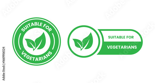 Suitable for Vegetarians stamp sticker with Leaves icon vector illustration. Suitable for Vegetarians sign, logo, badge, icon, sticker, label, emblem, stamp, symbol, black, line, flat vector.
