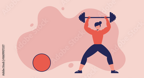 Dynamic illustration of a man engaged in weightlifting, demonstrating strength and fitness. Perfect for health, wellness, and active lifestyle concepts.