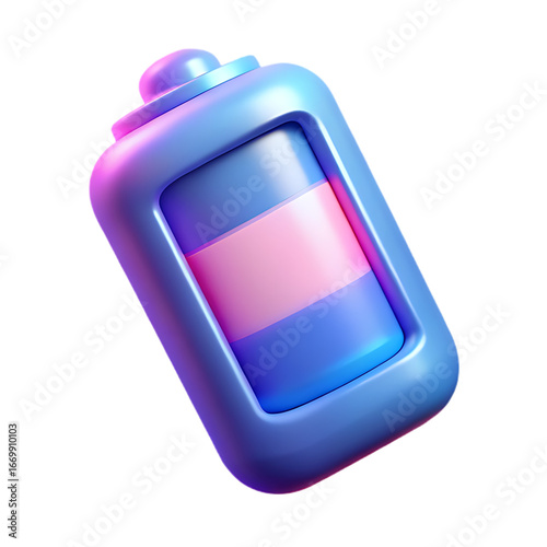 3d rendered blue battery icon isolated on transparent background