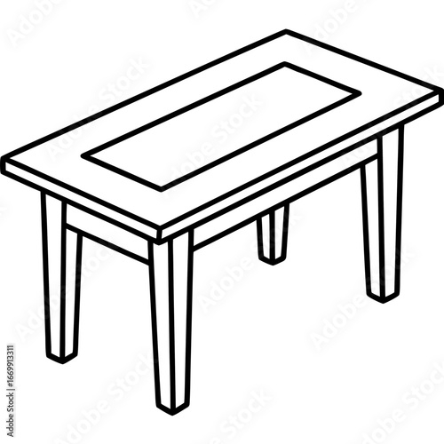 Minimalist line art of a wooden dining table