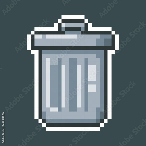 trash can in pixel art style