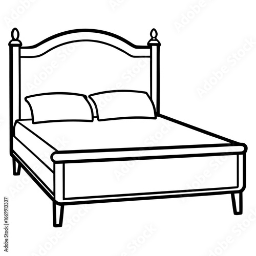 Minimalist line art of a king size bed for clean designs