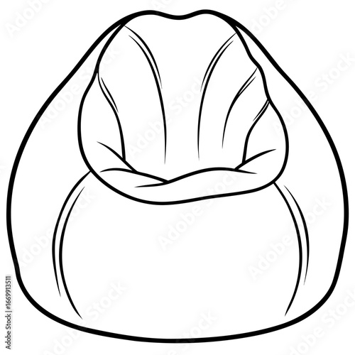 Minimalist line art of a bean bag chair