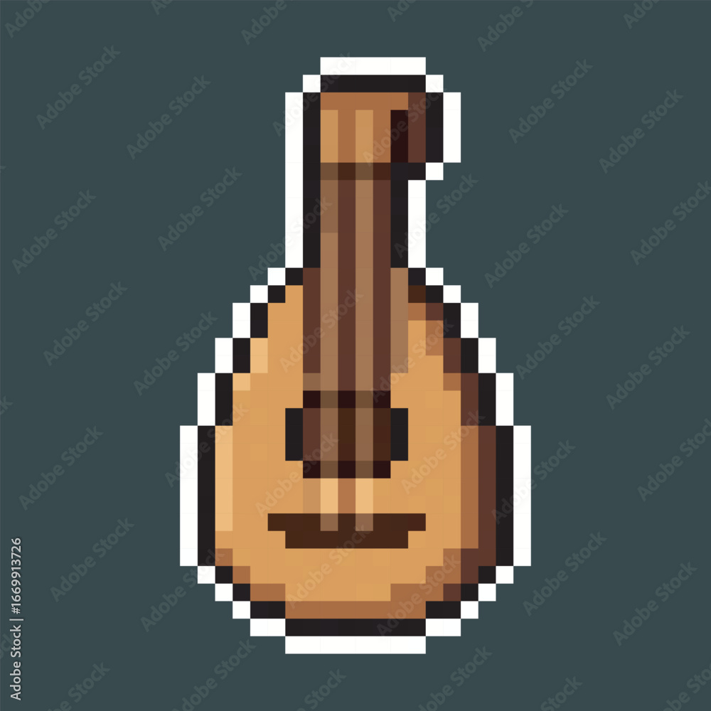 Fototapeta premium yellow saxophone instrument in pixel art style