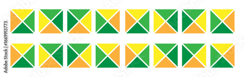 Geometric design with vibrant colors creating a modern and visually striking pattern on white