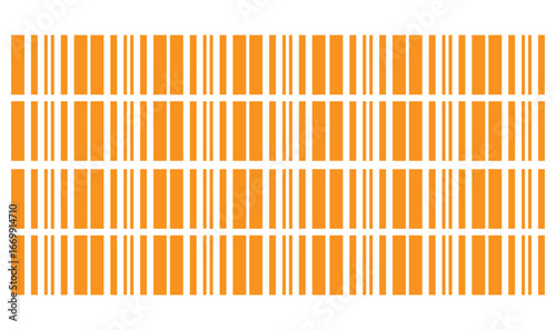Modern barcode design with orange and white stripes for product labels and packaging concepts
