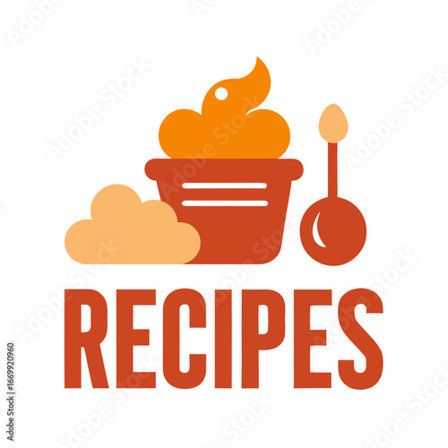 Creative recipe icon with spoon and bowl