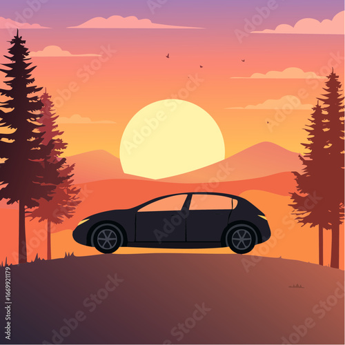 Black icon of a sedan car VECTOR