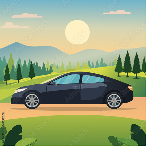 Black icon of a sedan car VECTOR
