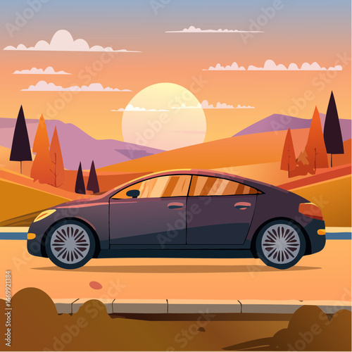 Black icon of a sedan car VECTOR