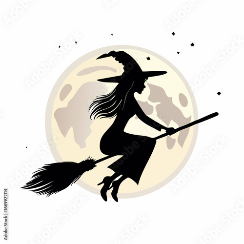 Hexe auf einem Besen