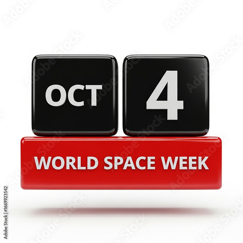 World Space Week October 4 Calendar 3D Render Icon