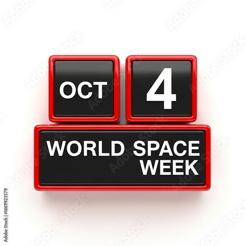 World Space Week October 4 Calendar 3D Render