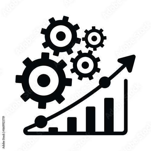 Gear with Bar Chart Business Icon