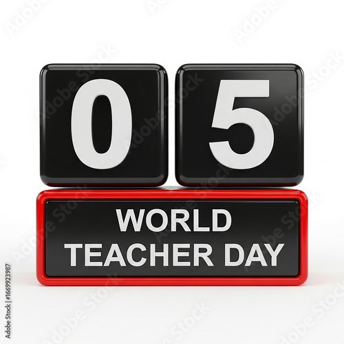 World Teacher Day October 5th Calendar 3D Render