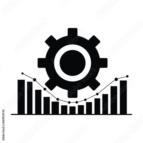 Gear with Bar Chart Business Icon