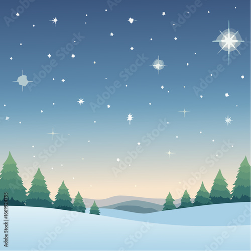 Beautiful blue sky Christmas background with lights VECTOR