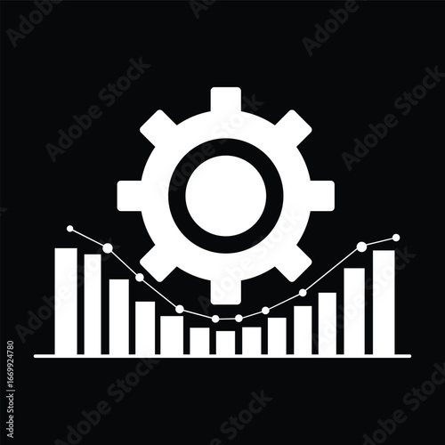 Gear with Bar Chart Business Icon