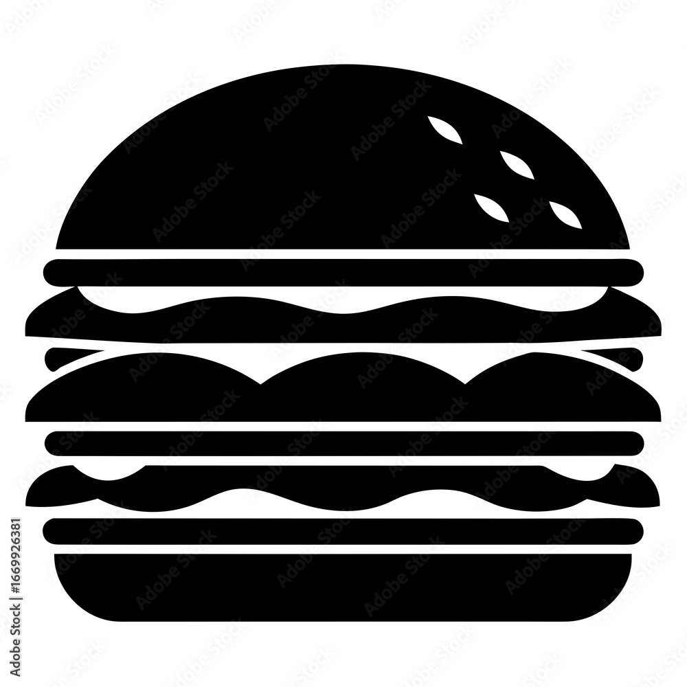 Fototapeta premium Burgers vector clean black silhouette design white background