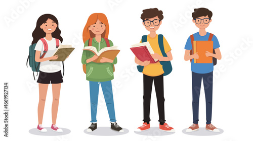 Young Student Illustration Vector Graphic Design – Cute School Kid Character