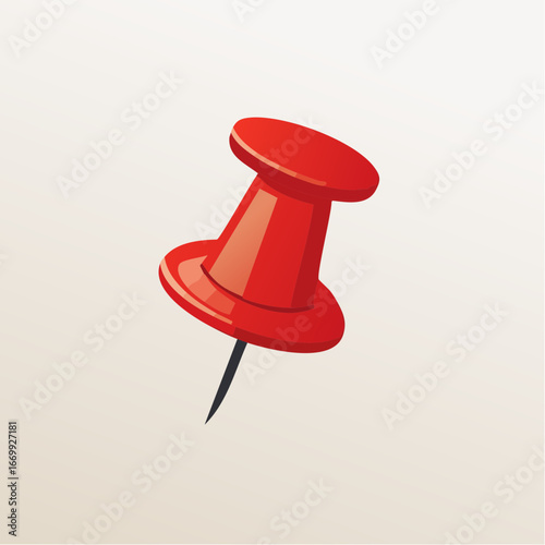 red pushpin on a white background with shadow VECTOR