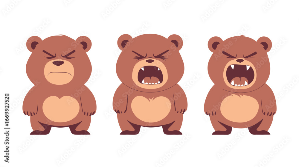 Naklejka premium Vector Illustration of a Cute Sloth Bear – Angry Cartoon Bear Character