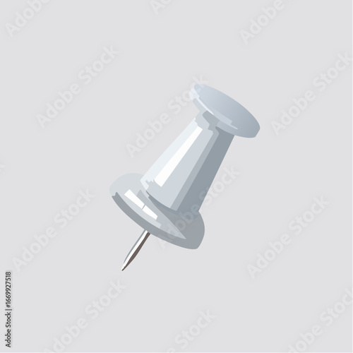 Grey pushpin on a white background with shadow VECTOR
