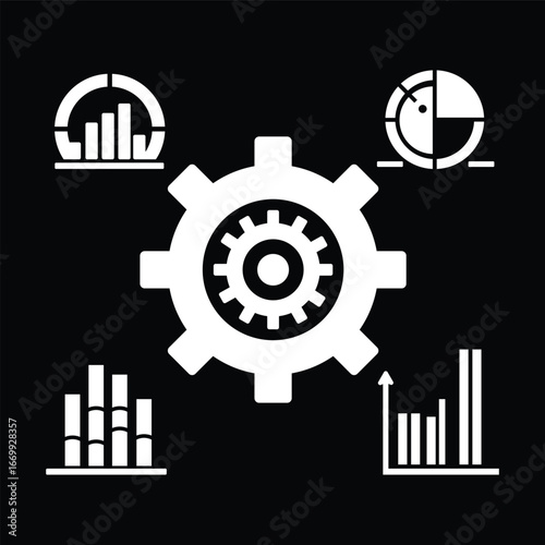 Gear with Bar Chart Business Icon