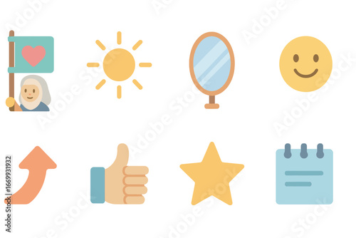 Ceremonial and Positive Icons. Flat vector mini-illustrations Elders in ceremonial procession in colors children's illustrations: