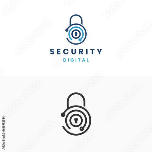 Stylized digital padlock logo symbolizing cybersecurity and data protection in modern technology.