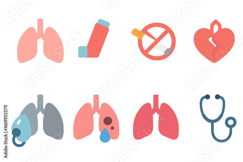 Healthy vs. Unhealthy Organs. Flat vector mini-illustrations Healthy vs. unhealthy heart in colors children's illustrations: