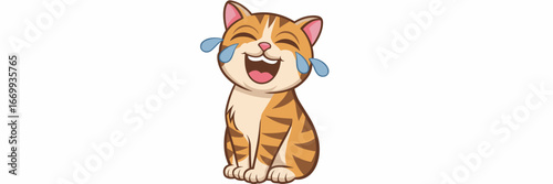 Laughing cartoon cat emoji with tilted head and tear drops