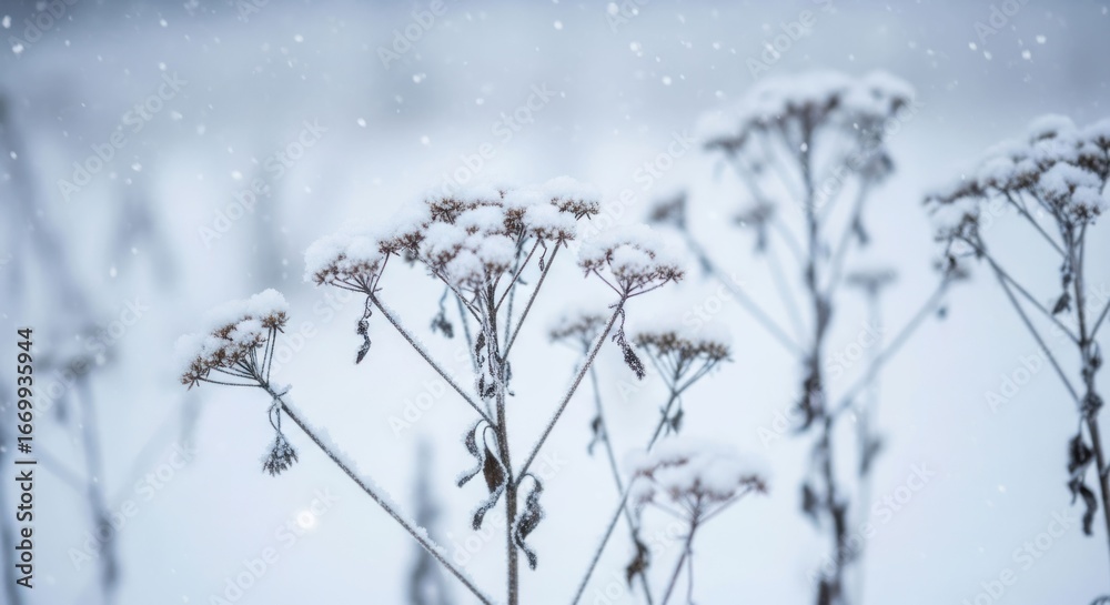 Obraz premium Winter plants, snow-covered
