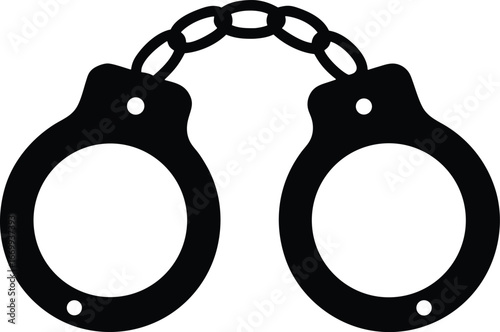 Gold handcuffs vector icon.