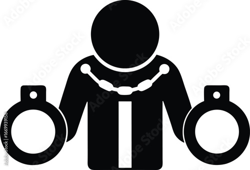 Inmate handcuffs vector icon.